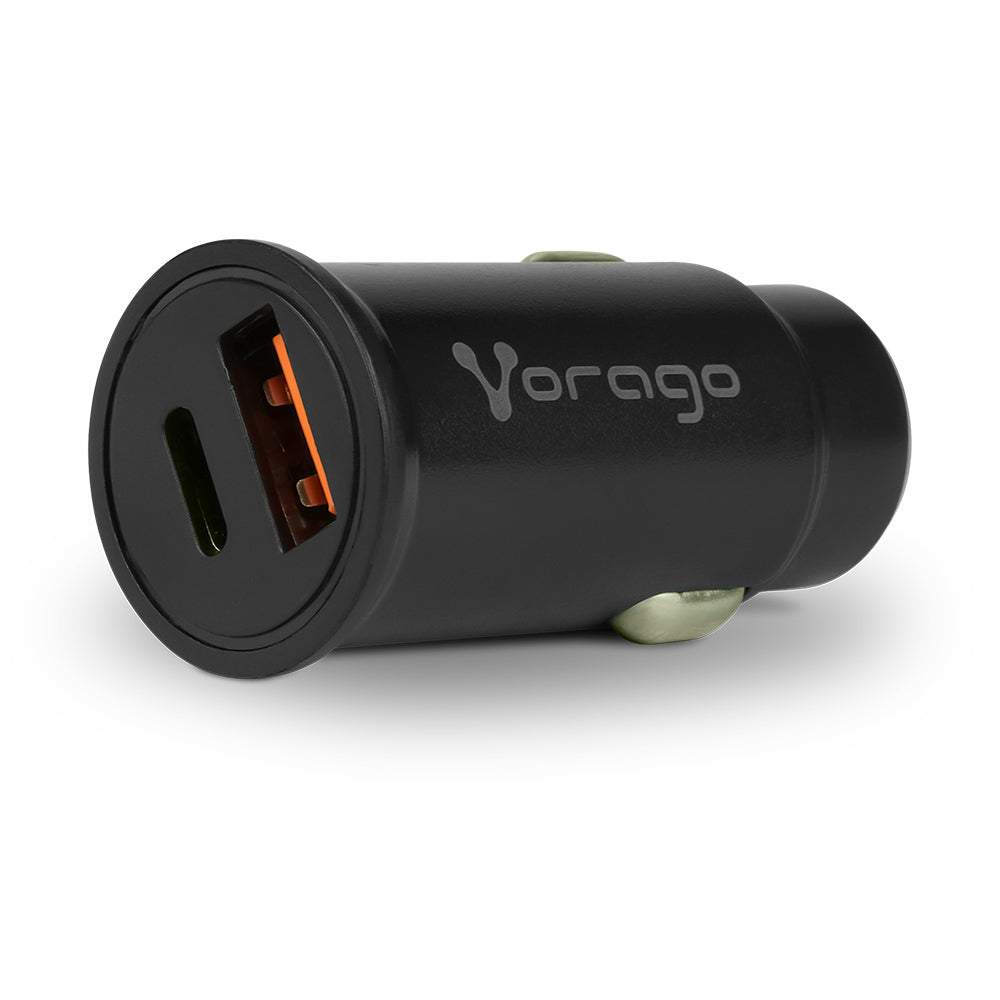 CARGADOR PARA AUTO VORAGO AU-305-BK TIPO C PD 20W Y USB A QUICK CHARGE 3.0 NEGRO - CARGADOR PARA AUTO VORAGO AU-305-BK TIPO C PD 20W Y USB A QUICK CHARGE 3.0 NEGRO -